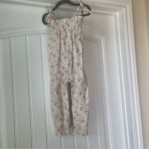 Jamie Kay Girls Floral Tie-Shoulder Jumpsuit Romper Size 1 Year smocked cotton
